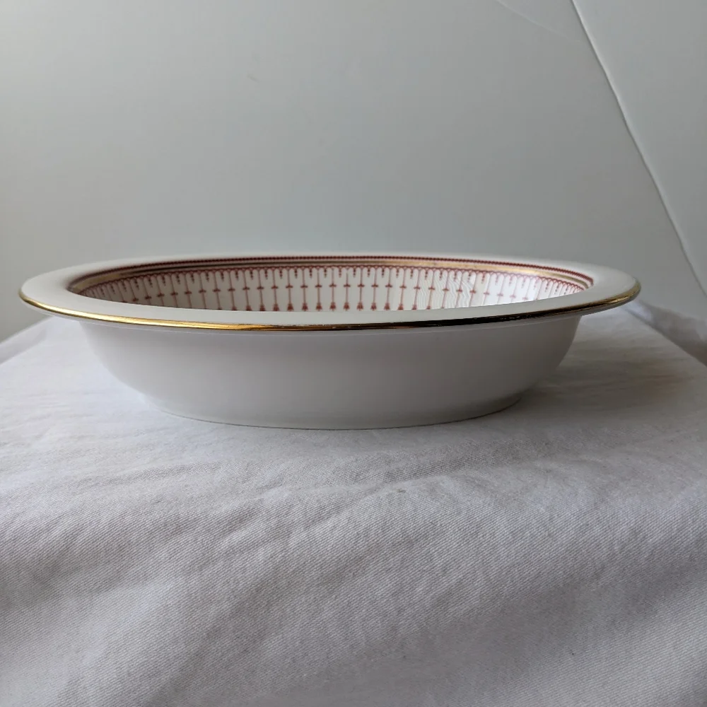 Vintage Spode Kensington Bone China Red Gold Oval Serving Bowl